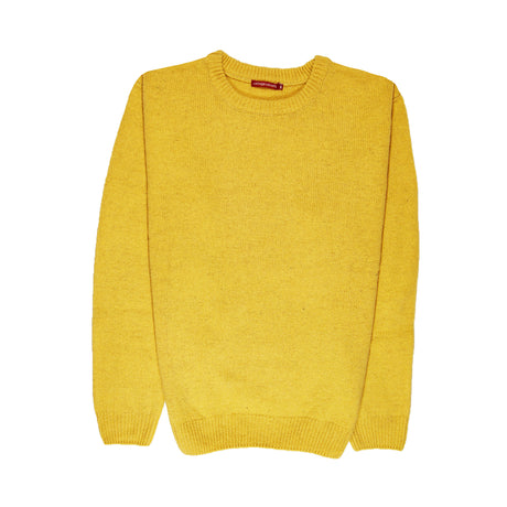 100% SHETLAND WOOL CREW Round Neck Knit JUMPER Pullover Mens Sweater Knitted - Corn (14)