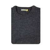100% SHETLAND WOOL CREW Round Neck Knit JUMPER Pullover Mens Sweater Knitted - Navy