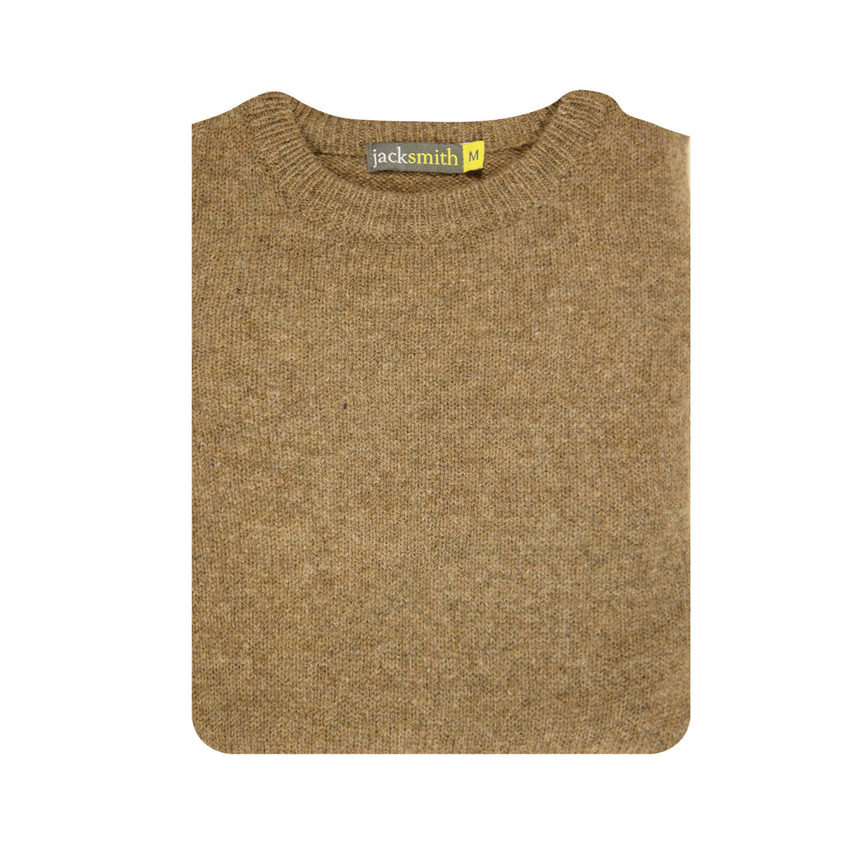 100% SHETLAND RAGG WOOL CREW Round Neck Knit JUMPER Pullover Mens Sweater Knitted - Nutmeg