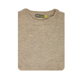 100% SHETLAND RAGG WOOL CREW Round Neck Knit JUMPER Pullover Mens Sweater Knitted - Beige