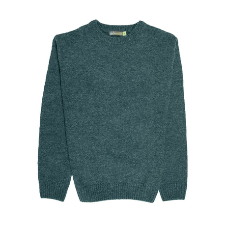 100% SHETLAND WOOL CREW Round Neck Knit JUMPER Pullover Mens Sweater Knitted - Sherwood