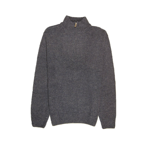 100% Shetland Ragg Wool Half Zip Jumper - Denim Blue (Mens Knitted Sweater/Pullover)