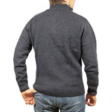 100% Shetland Ragg Wool Half Zip Jumper - Denim Blue (Mens Knitted Sweater/Pullover)