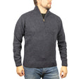 100% Shetland Ragg Wool Half Zip Jumper - Denim Blue (Mens Knitted Sweater/Pullover)