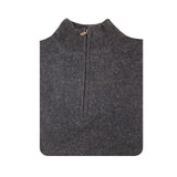 100% Shetland Ragg Wool Half Zip Jumper - Denim Blue (Mens Knitted Sweater/Pullover)