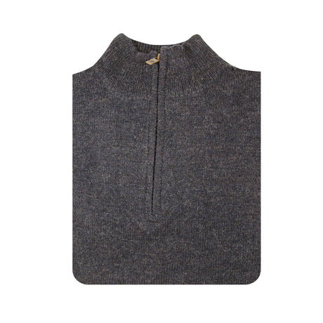 100% Shetland Ragg Wool Half Zip Jumper - Denim Blue (Mens Knitted Sweater/Pullover)