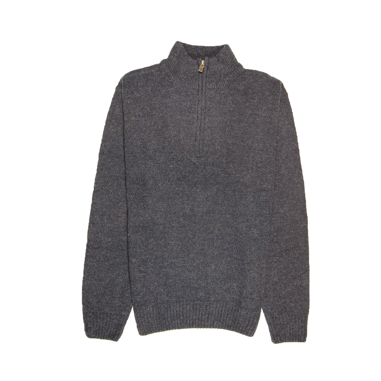 100% SHETLAND RAGG WOOL Half Zip Up Knit JUMPER Pullover Mens Sweater Knitted - Denim Blue