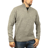 100% Shetland Ragg Wool Half Zip Jumper - Grey - Large (Mens Knitted Sweater/Pullover)