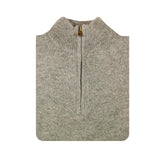100% Shetland Ragg Wool Half Zip Jumper - Grey - Large (Mens Knitted Sweater/Pullover)