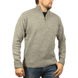 100% SHETLAND RAGG WOOL Half Zip Up Knit JUMPER Pullover Mens Sweater Knitted - Grey - M