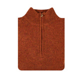 100% SHETLAND RAGG WOOL Zip Up Knit JUMPER Pullover Mens Sweater Knitted - Rust 5XL