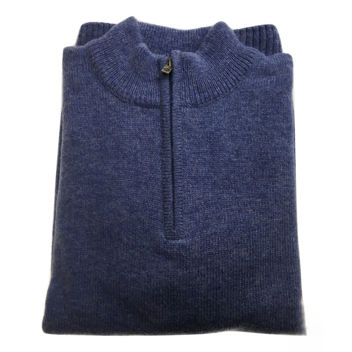 100% SHETLAND RAGG WOOL Half Zip Up Knit JUMPER Pullover Mens Sweater Knitted - Sky (40)