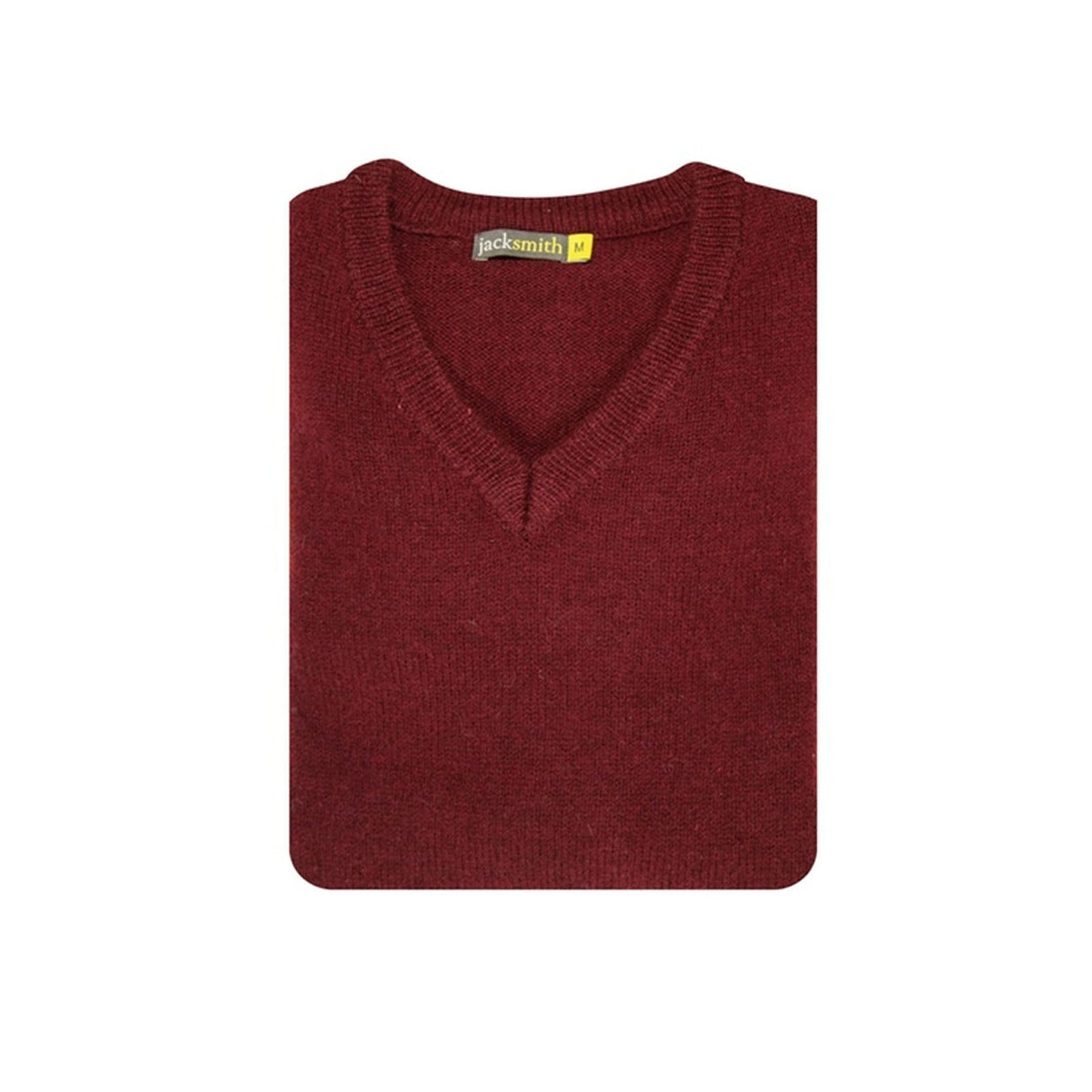 100% Shetland Ragg Wool V Neck Knit Jumper Pullover Mens Sweater Knitted - Burgundy