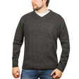 Jacksmith 100% Shetland Ragg Wool V-Neck Jumper - Charcoal (Mens Knitted Sweater/Pullover)