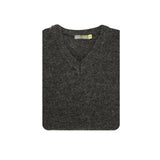 100% Shetland Ragg Wool V Neck Knit Jumper Pullover Mens Sweater Knitted - Charcoal