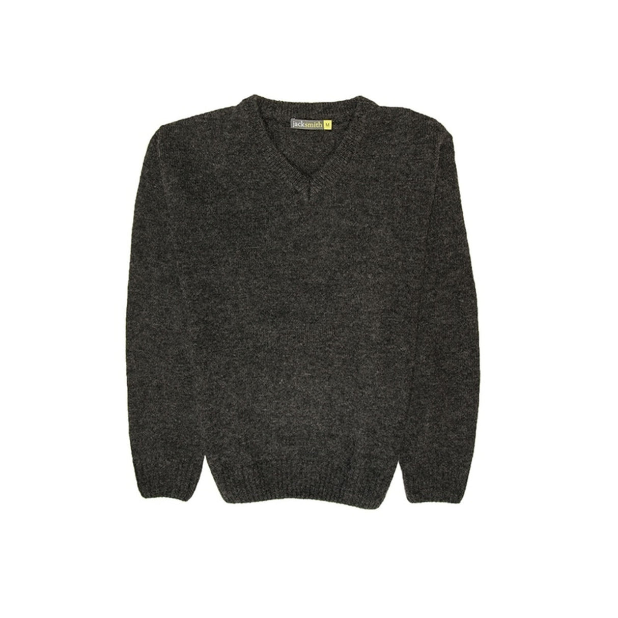 100% Shetland Ragg Wool V Neck Knit Jumper Pullover Mens Sweater Knitted - Charcoal