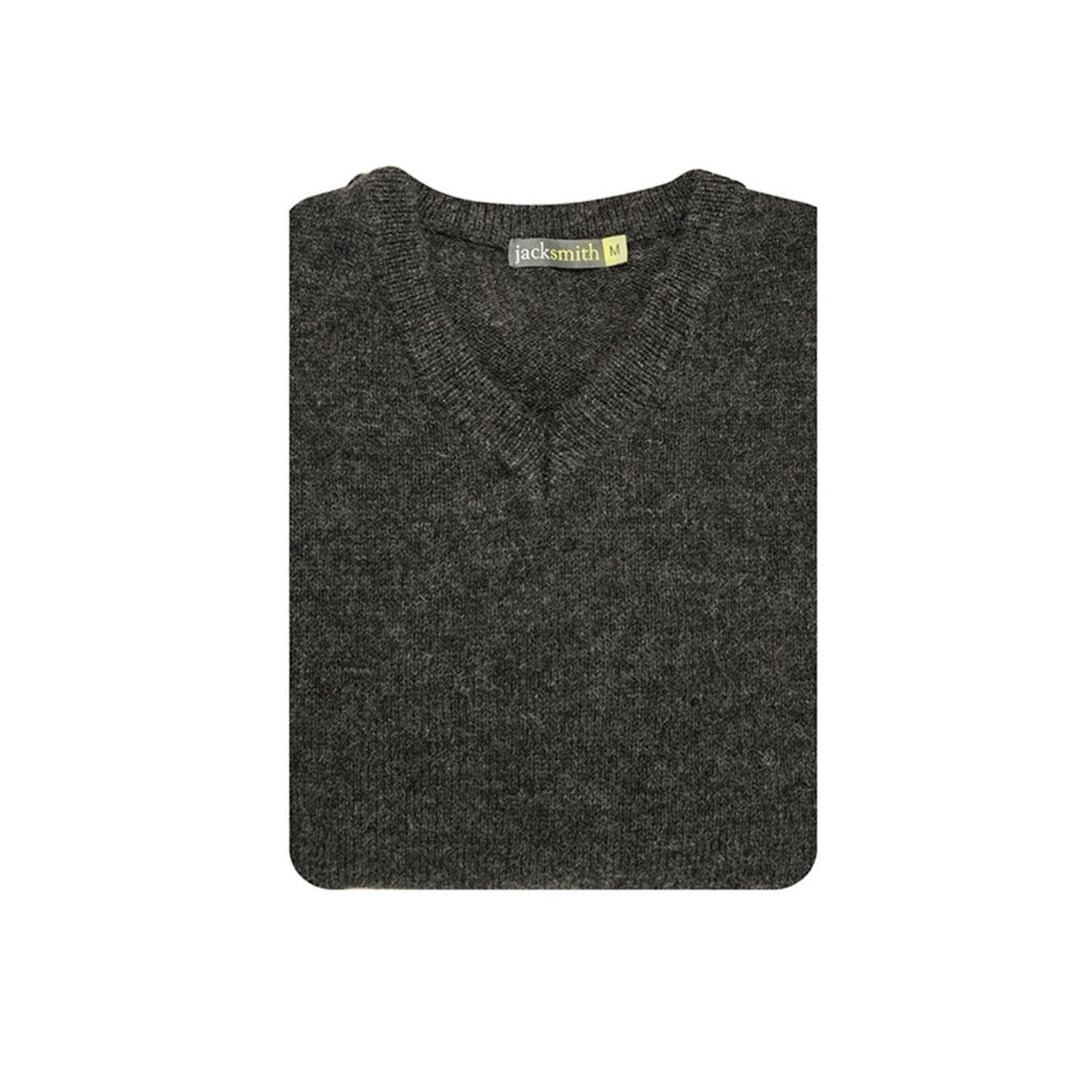 100% Shetland Ragg Wool V-Neck Jumper - Charcoal (Mens Knitted Sweater/Pullover)