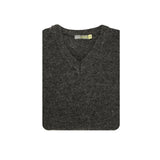100% Shetland Ragg Wool V-Neck Jumper - Charcoal (Mens Knitted Sweater/Pullover)