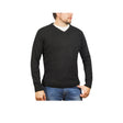 100% Shetland Ragg Wool V Neck Knit Jumper Pullover Mens Sweater Knitted - Plain Black