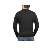 100% Shetland Ragg Wool V Neck Knit Jumper Pullover Mens Sweater Knitted - Plain Black