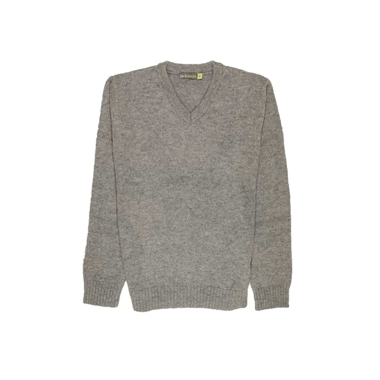 100% Shetland Ragg Wool V Neck Knit Jumper Pullover Mens Sweater Knitted - Grey