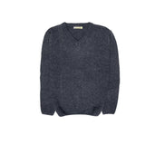 100% Shetland Ragg Wool V Neck Knit Jumper Pullover Mens Sweater Knitted - Navy