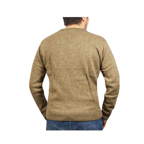 100% Shetland Ragg Wool V Neck Knit Jumper Pullover Mens Sweater Knitted - Nutmeg