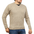 Jacksmith 100% Shetland Ragg Wool V-Neck Jumper - Oat Marle (Mens Knitted Sweater/Pullover)