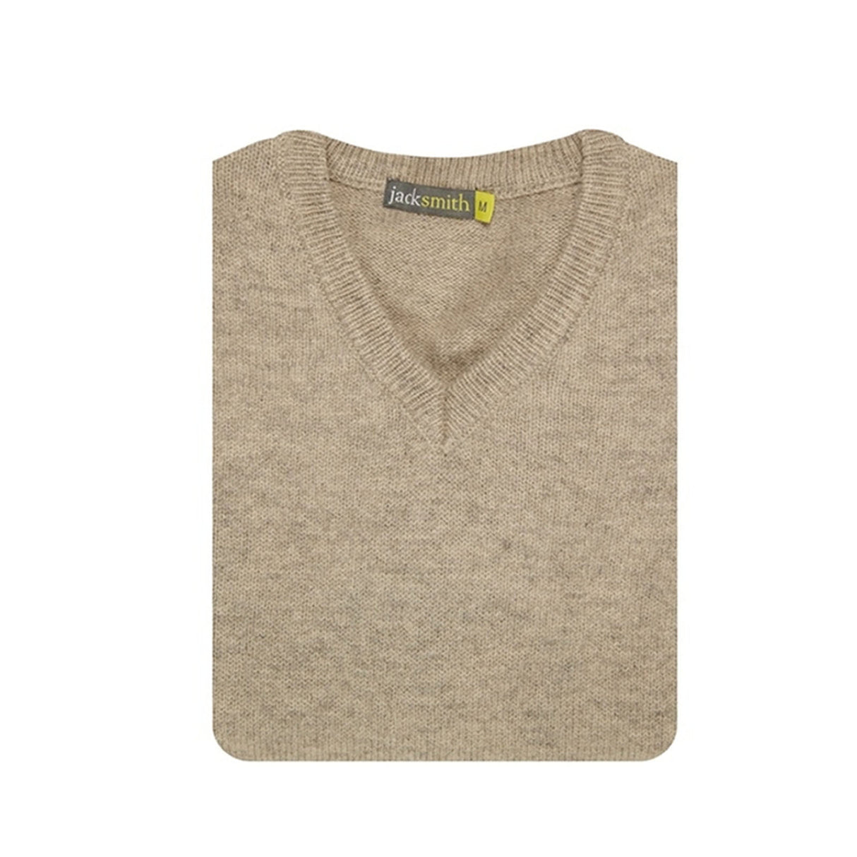 100% Shetland Ragg Wool V Neck Knit Jumper Pullover Mens Sweater Knitted - Oat Marle