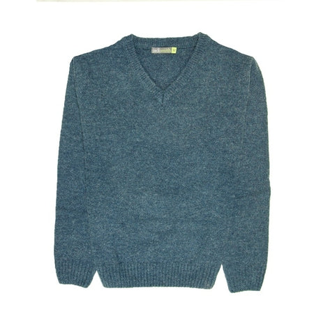 100% Shetland Ragg Wool V Neck Knit Jumper Pullover Mens Sweater Knitted - Sherwood