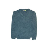 100% Shetland Ragg Wool V Neck Knit Jumper Pullover Mens Sweater Knitted - Sherwood