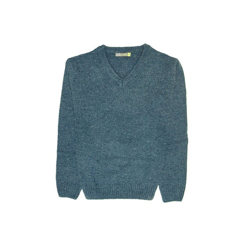 100% Shetland Ragg Wool V Neck Knit Jumper Pullover Mens Sweater Knitted - Sherwood