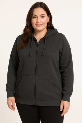 Womens Plus Queen Size Zip Thru Hoodie Jumper Pullover Hood in Charcoal
