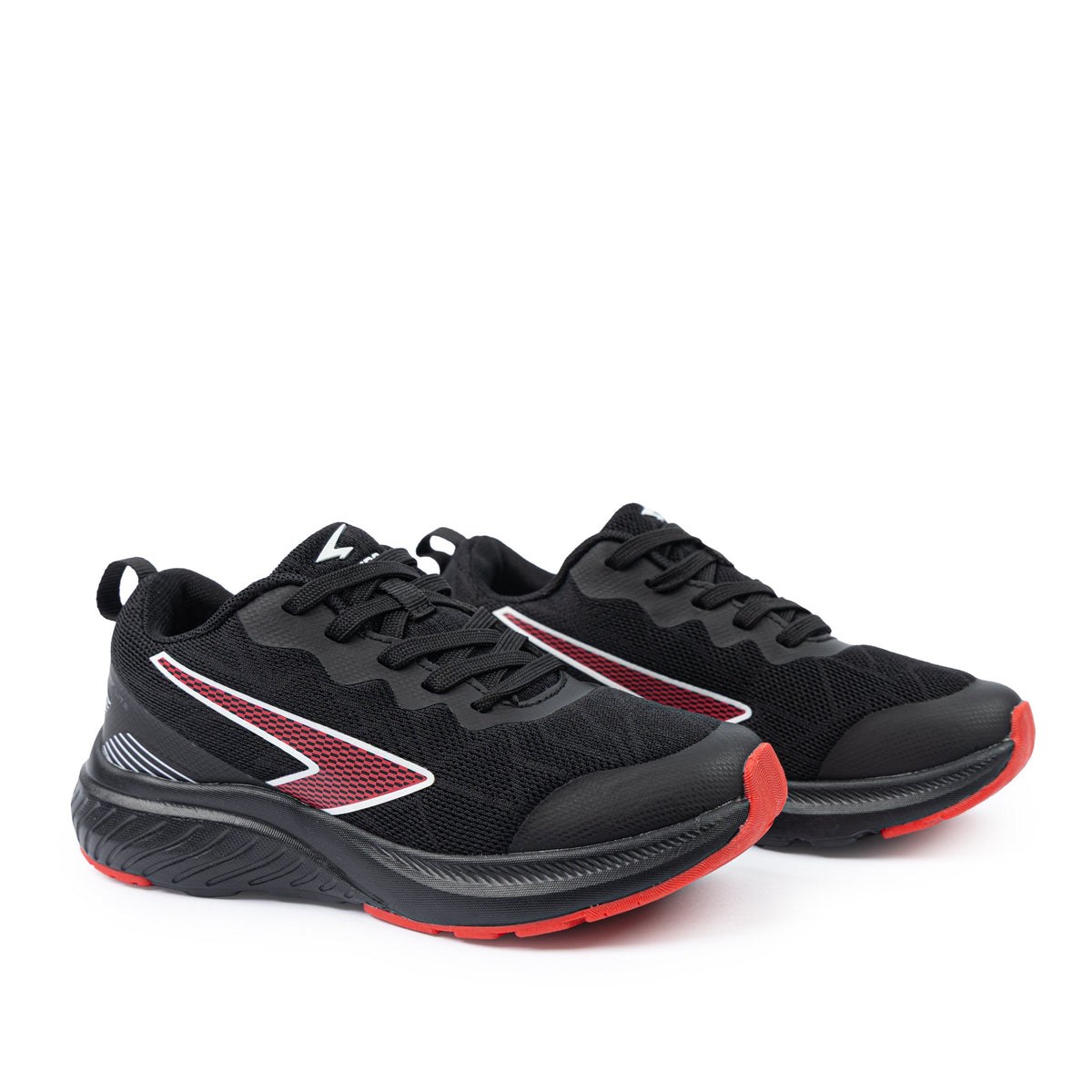 Sfida Switch Boys Lace Up Runners - Black/Red (Kids Sneakers/Shoes)
