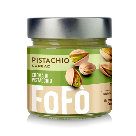 12x FoFo Pistachio Cream Spread 18% (240g Glass Jar) - Made in Italy (Bulk Pack)