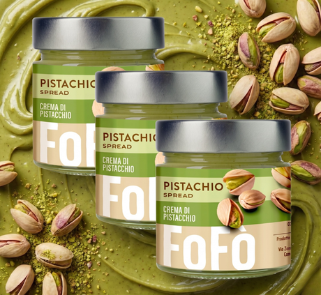 3x FoFo Pistachio Cream Spread 18% (240g Glass Jar) - Made in Italy (Bulk Pack)