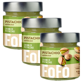 3x FoFo Pistachio Cream Spread 18% (240g Glass Jar) - Made in Italy (Bulk Pack)
