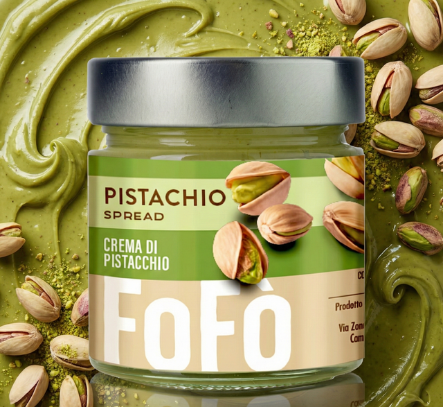 FoFo Pistachio Cream Spread 18% (240g Glass Jar) - Made in Italy