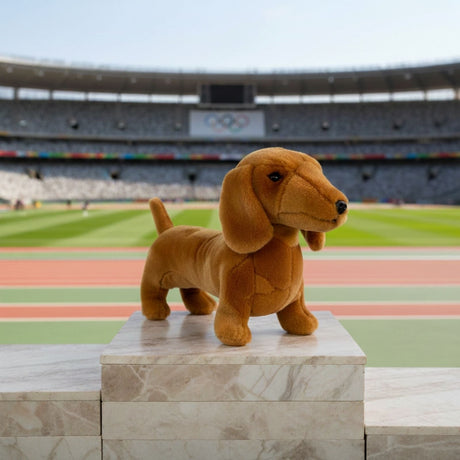 Bocchetta Sadie 36cm Standing Dachshund Plush Toy - Red (Realistic Stuffed Animal Dog Gift)