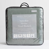 Renee Taylor Australian Merino Wool 400 GSM Blanket - Sage (Satin Trim)