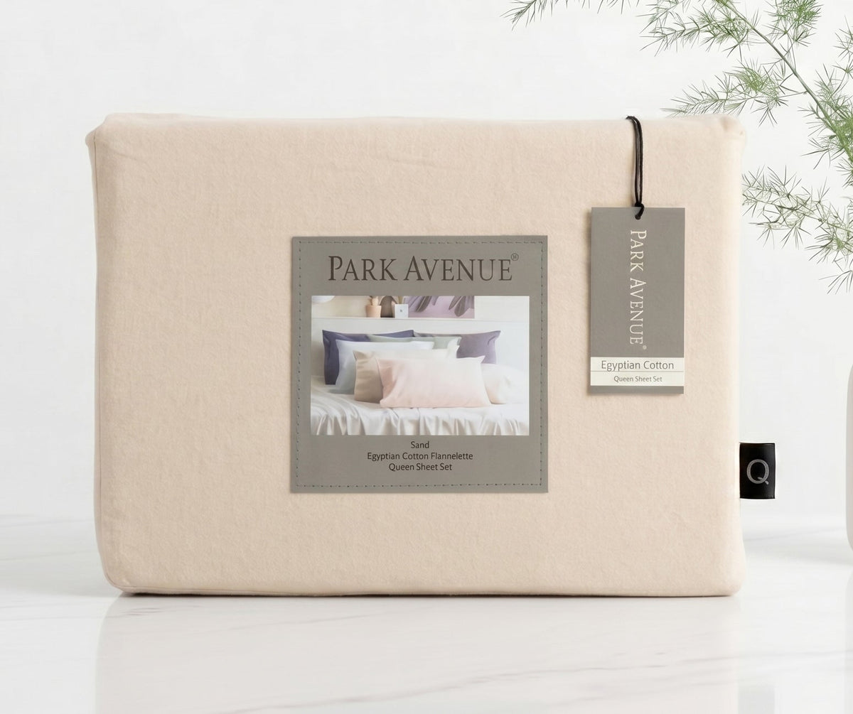 Park Avenue 175 GSM Egyptian Cotton Flannelette Bed Sheet Set - Sand