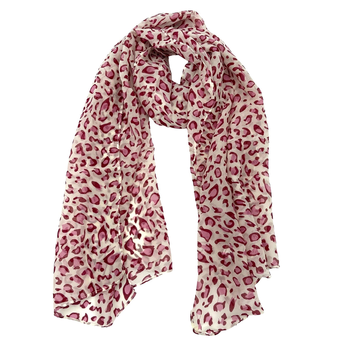 Jacaru 1679/55 Chiffon Scarf - Pink Leopard (150 x 50cm Vegan Friendly)