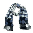 Jacaru 1682 Chiffon Scarf - Grey Bubbles Print (150 x 50cm Vegan Friendly)