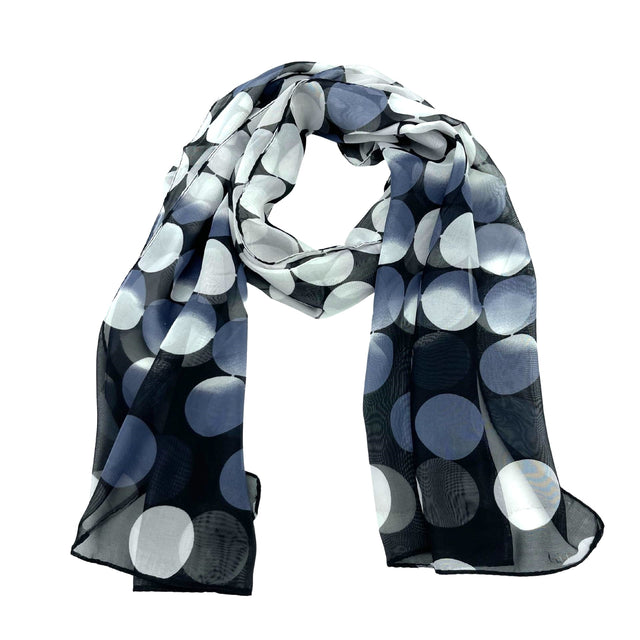 Jacaru 1682 Chiffon Scarf - Grey Bubbles Print (150 x 50cm Vegan Friendly)