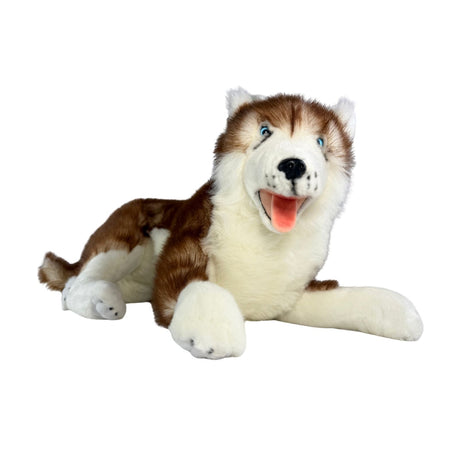 Bocchetta Scarlet 62cm Lying Husky Plush Toy - Red (Realistic Stuffed Animal Dog Gift)