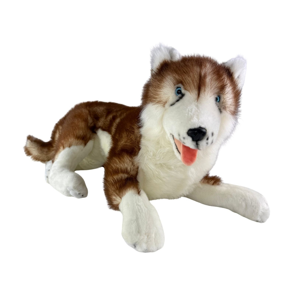 Bocchetta Scarlet 62cm Lying Husky Plush Toy - Red (Realistic Stuffed Animal Dog Gift)