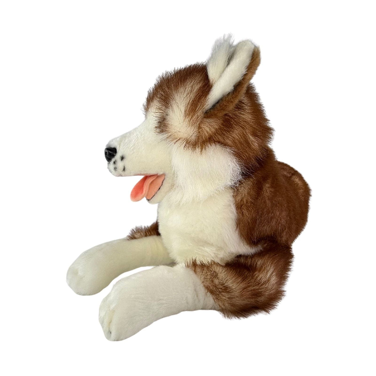 Bocchetta Scarlet 62cm Lying Husky Plush Toy - Red (Realistic Stuffed Animal Dog Gift)