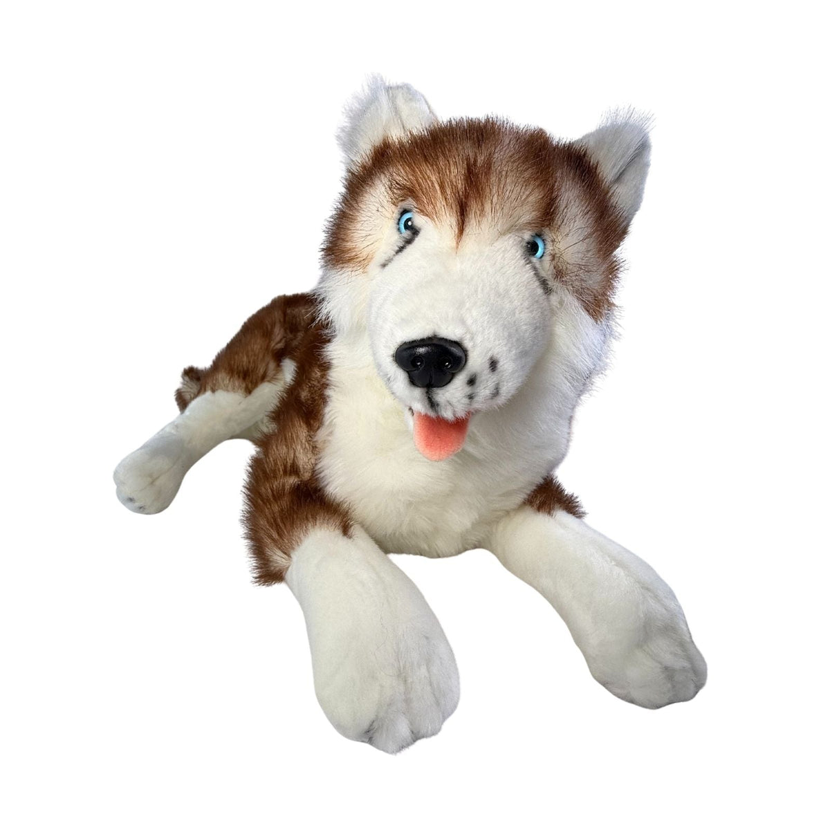Bocchetta Scarlet 62cm Lying Husky Plush Toy - Red (Realistic Stuffed Animal Dog Gift)