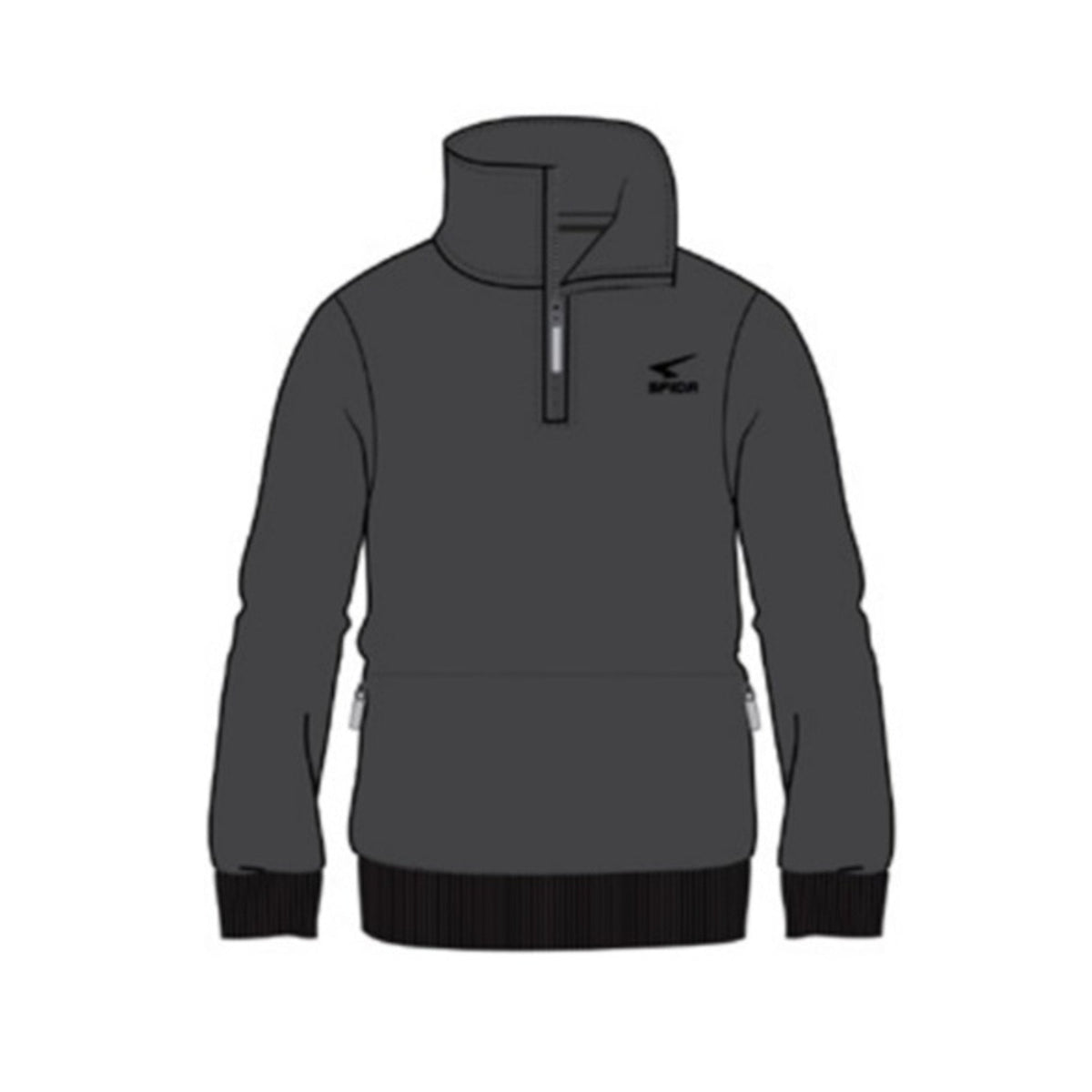 Sfida Sebastian Mens Zip Neck Sweatshirt - Charcoal Marle (Fleece Pullover Jumper)