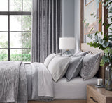 Renee Taylor Blake Velvet Coverlet Set - Silver Line (Bedspread with Cotton Reverse)